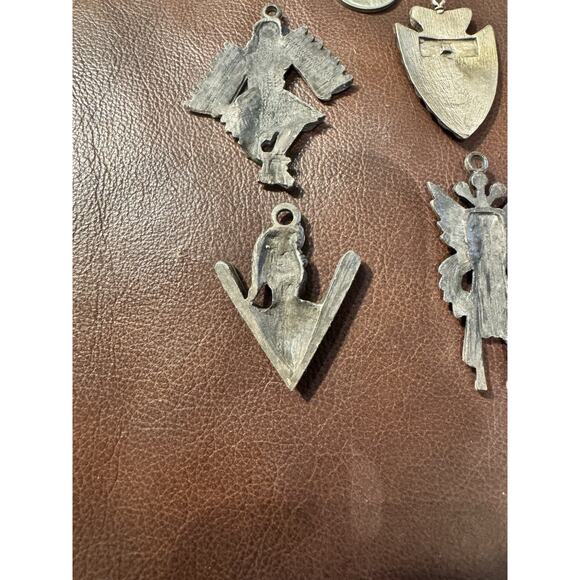 Vintage 70’s Silver Toned Kachina Thunderbird Tribal Pendant Lot Of 4 - No Chain - Picture 8 of 10